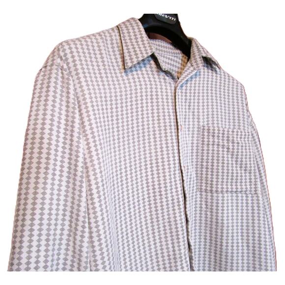 Urban Works Men's Button-Down Shirt Gray with Black Diamonds Pocket Size Large - Picture 2 of 8